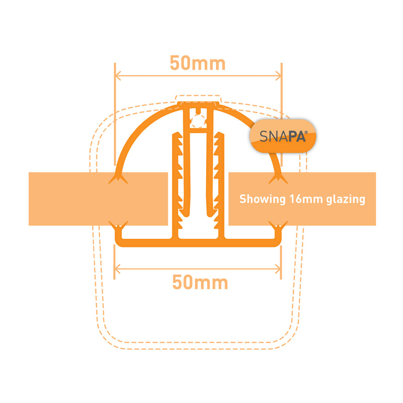 Clear Amber | Snapa Lean-to Bar (Snap Fix Glazing Bar)