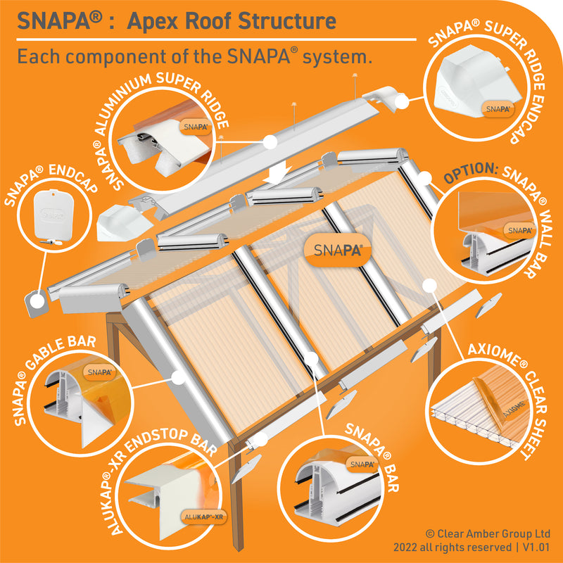 Clear Amber | Snapa Lean-to Bar (Snap Fix Glazing Bar)